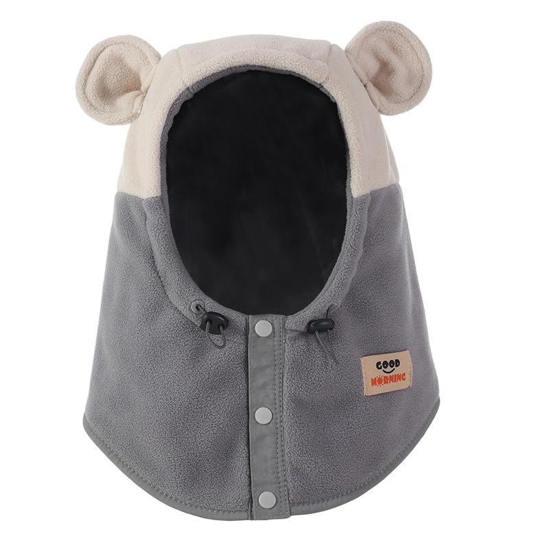 

Осенне-зимняя шапка женская с медвежьими ушками, мультяшная милая бархатная теплая шапка, модная универсальная ветрозащитная шапка-пуловер One Size