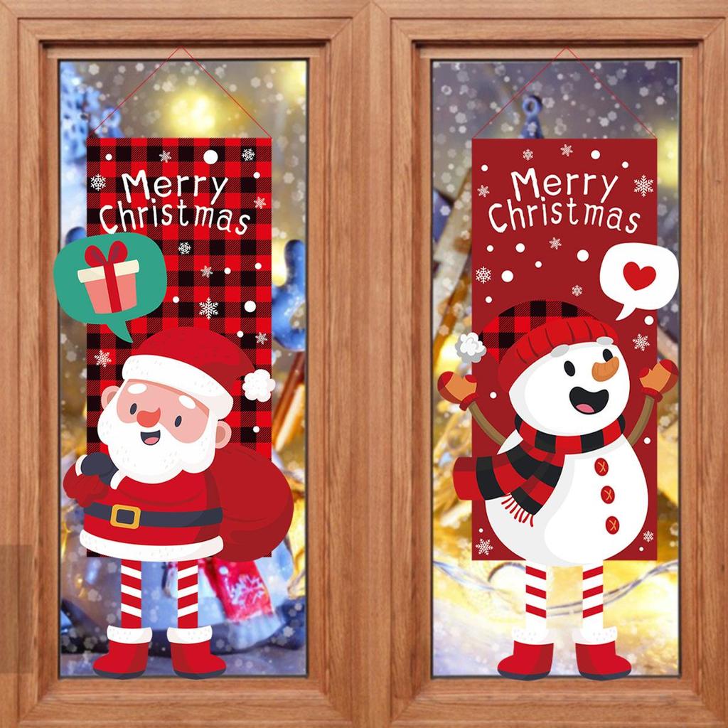 Striscione Appeso Decorazione Murale con Bambola Cartone Animato di Natale e Gambe Lunghe