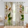 Set Of 2 Window Curtains Flowers Water Printing Kitchen Bedroom Study Living Room Decorative Curtain For Made Polyester