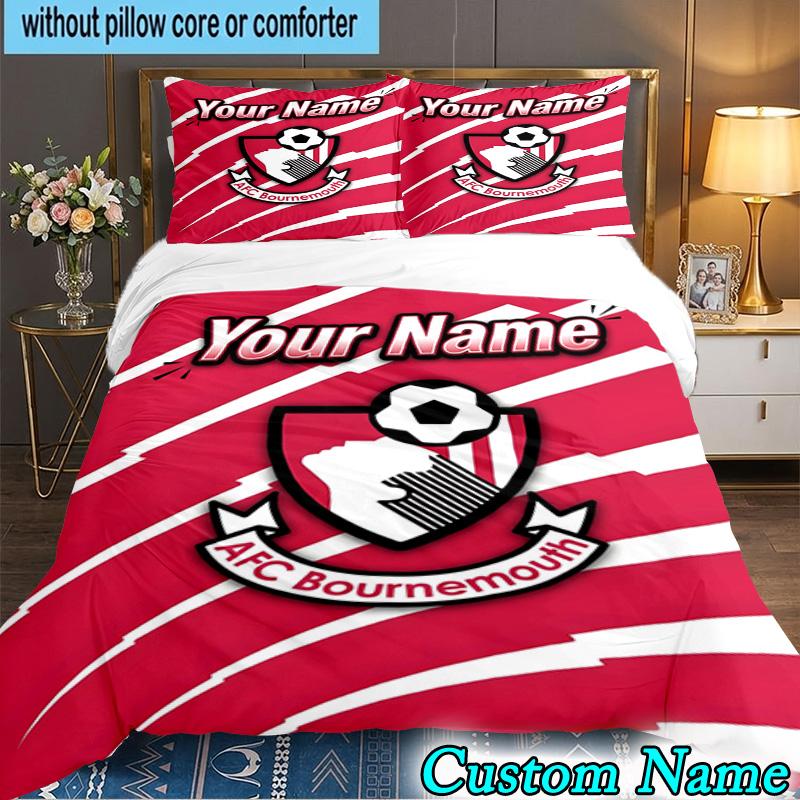 Custom Name Bournemouth Football Club 3PCS Bedding Set For Bedroom Dormitory,Including 1pc Duvet Cover And 2pcs Pillowcases Large size Fan gift