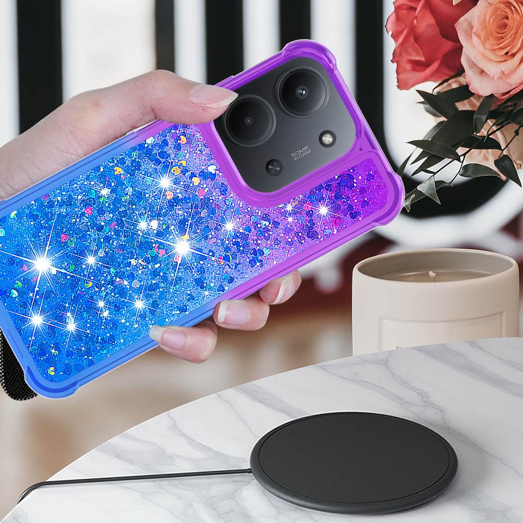 Custodia Glitterata con Paillettes per Xiaomi Redmi 15 Redmi 15C 4G 5G Poco C85 Custodia Gradiente Liquido Dinamico Cover Posteriore Antiurto