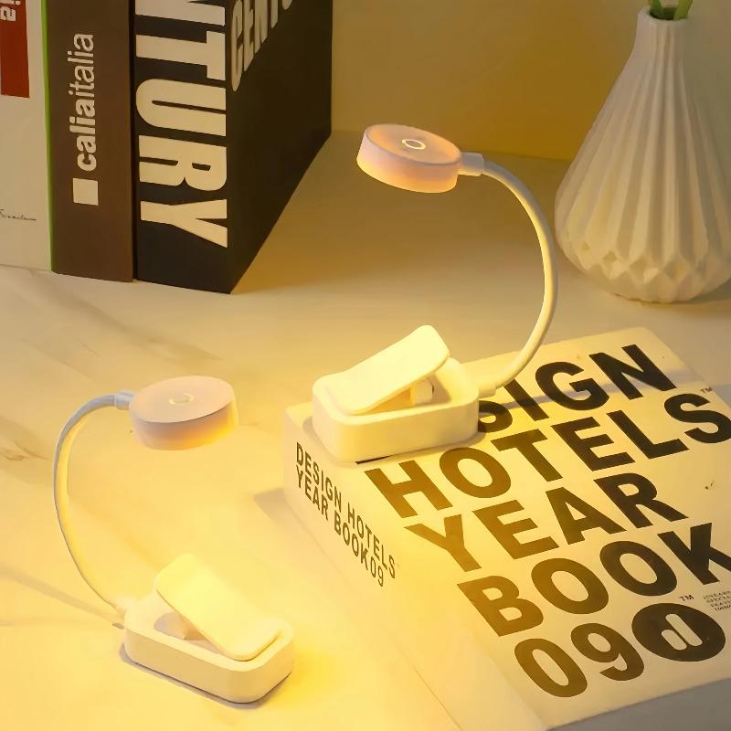 Folding Mini Clip‑on Rechargeable LED Book Lamp, 3 Modes Eye‑Protection Dimmable Light for Bedroom Desk Reading Study Indoor Daily Use Supplies