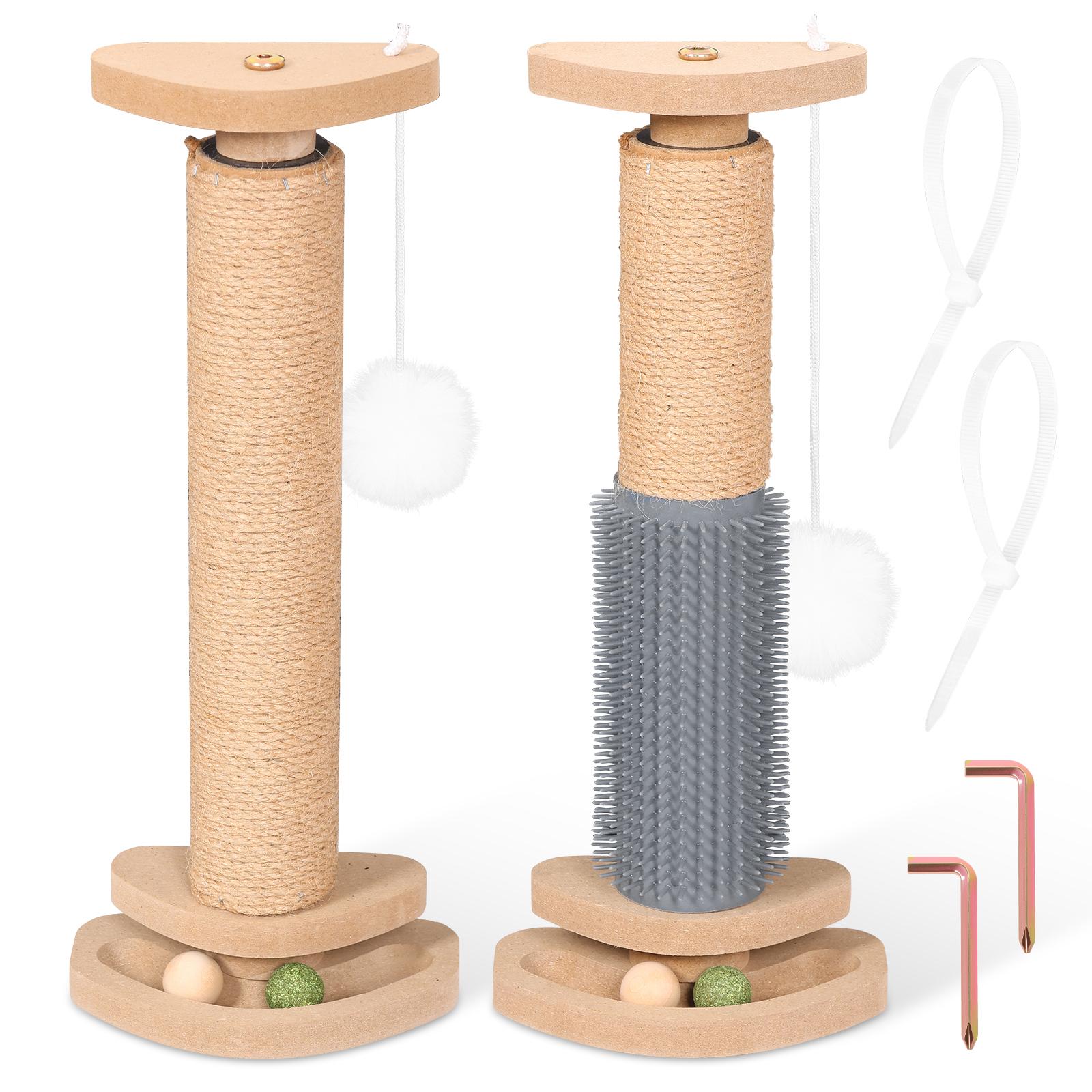 

2 Pcs Cat Scratching Post with Track Ball Toy for Cage Mounted Self Massager Kennel Playpen Wear-resistant Pets Accessories