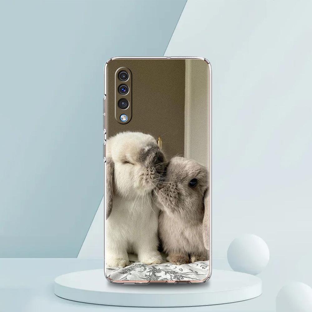 Cute White Baby Rabbits Phone Case For Samsung A16 A14 A12 A22 A32 5G A34 A42 A52 A54 A50 A70 A72 A30 A40 A20E A02S A04S A06