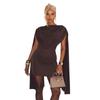 African Women's High-End Texture Drape Neck Mini Dress