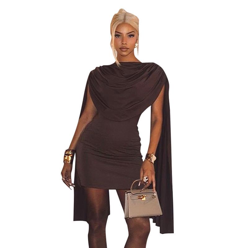 African Women's High-End Texture Drape Neck Mini Dress
