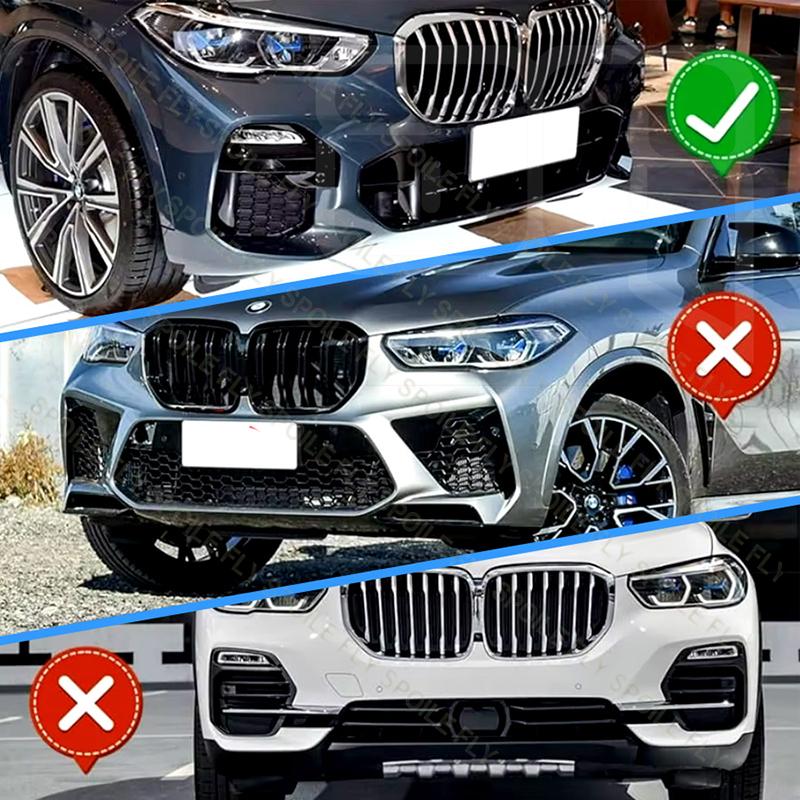 High Quality ABS 4Pcs Car Front Lip Bumper Spoiler Body Kit Glossy Black Carbon Fiber Look For BMW X5 G05 M Sport 2019 To 2026