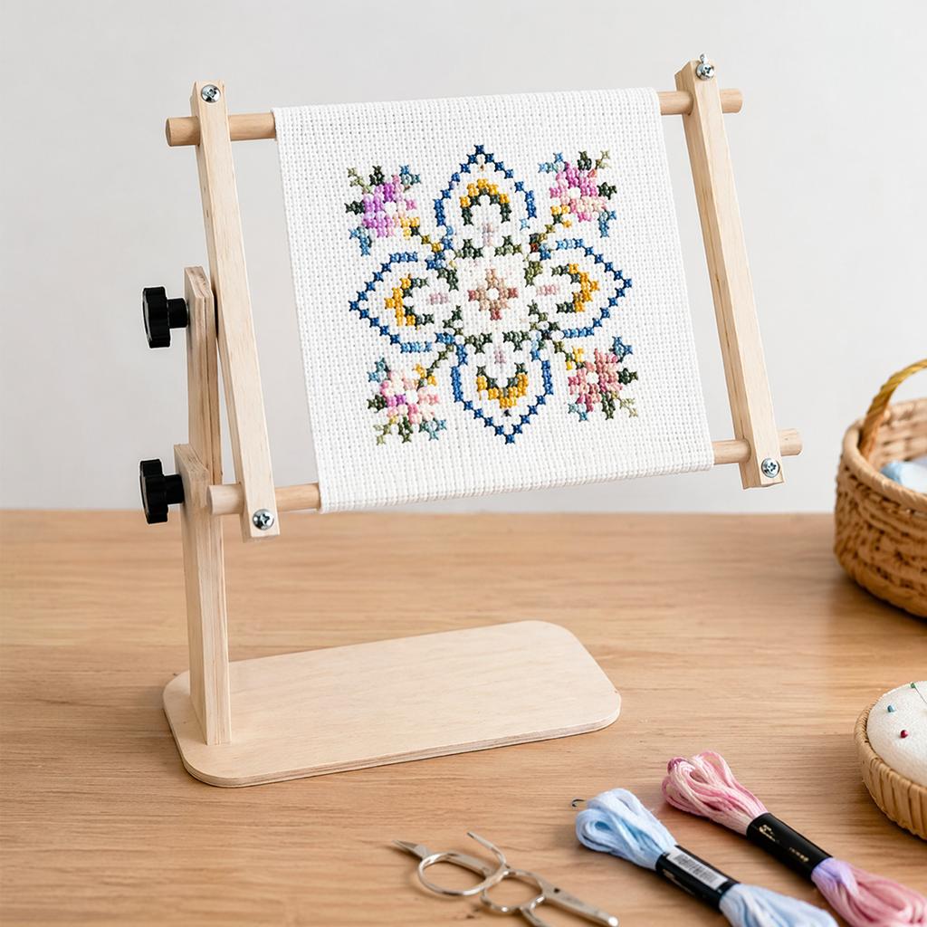 Adjustable Tabletop Embroidery Stand Reusable Hands-Free Cross Stitch Frame Holder Multi-Purpose for Tapestry Sewing Needlework