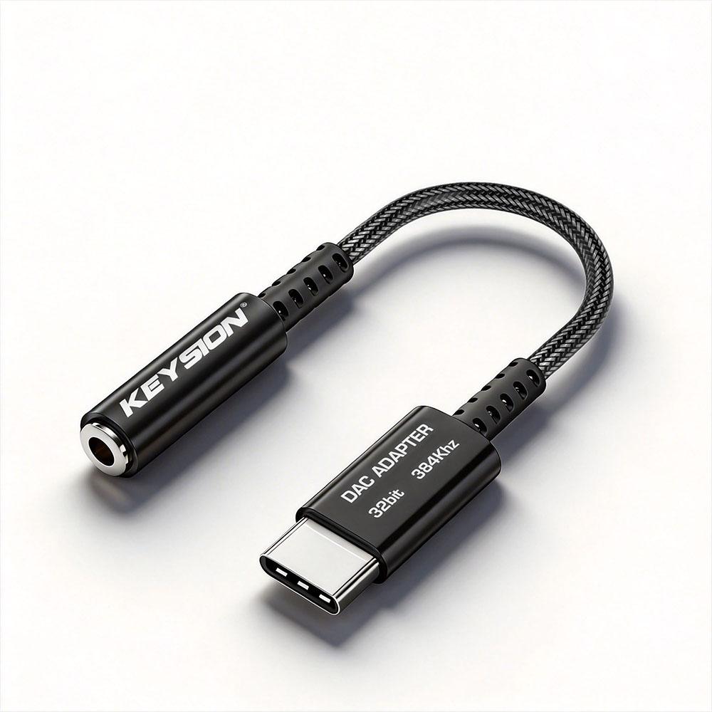 KEYSION Type-C To 3.5mm USB DAC ADC 24bit/48kHz Live Streaming HD Call Adjust EQ 32bit/384kHz HiFi Decoder Headphone Amplifie