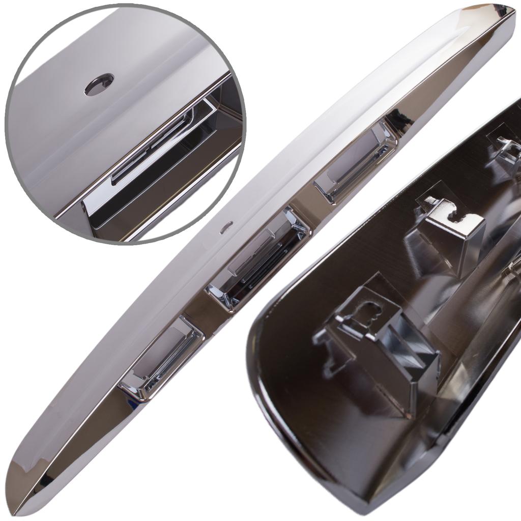 Nissan Qashqai J10 06-13 Tailgate Chrome Strip with Slot for Smart Key, Version Without Cutout for Rear View Camera