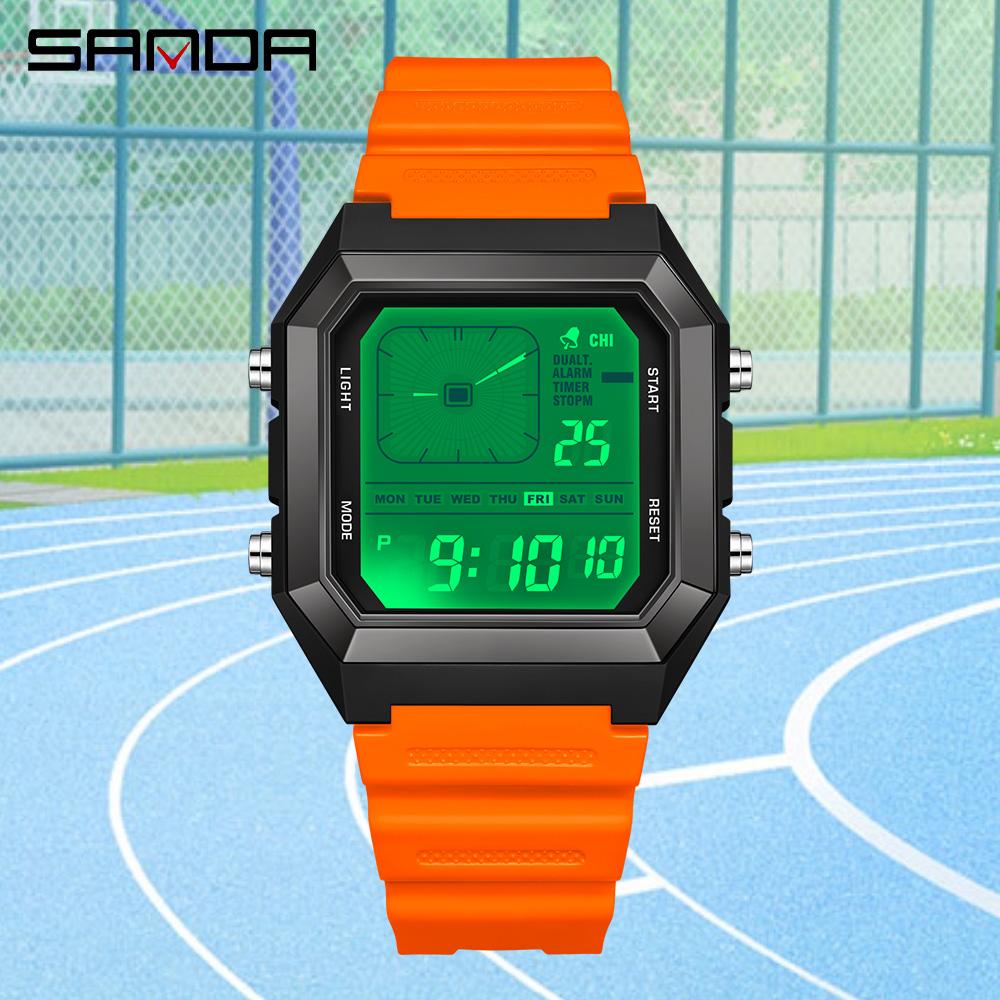 SANDA 6307 Sports Alarm Electronic Watch Digital Watches for Man Women Boys Outdoor Multifunction Luminous Chronograph Clock