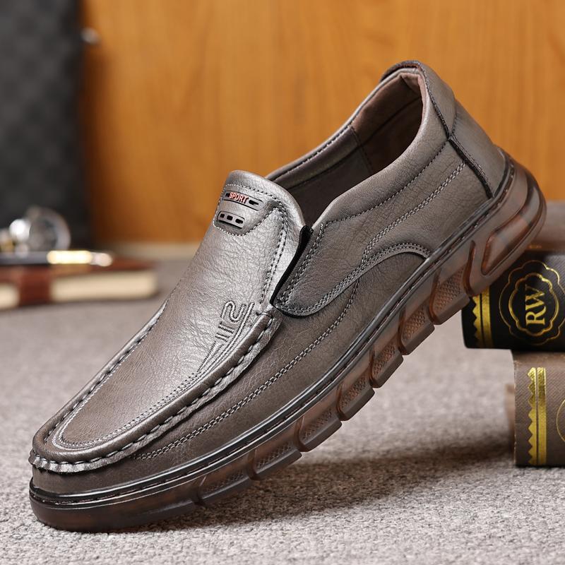 

British Style Men S Business Leather Shoes Casual Non-Slip Large Size Elegant Middle-Aged And Elderly Black Leather Shoes For Me 38 сірий колір