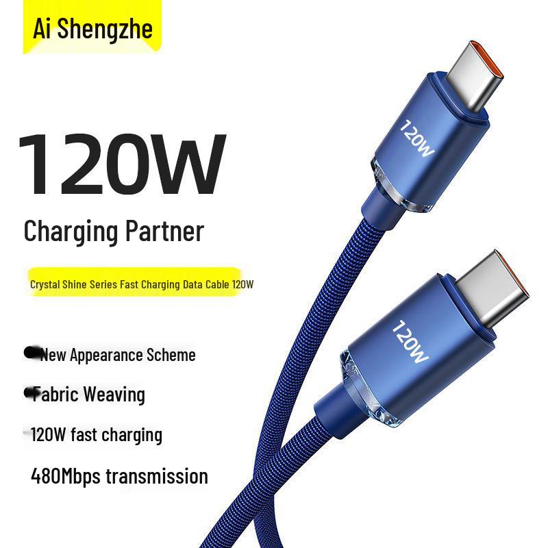 Crystal Shine Dual Type-C Fast Charging Cable for Apple, Huawei, Xiaomi, Vivo, Oppo