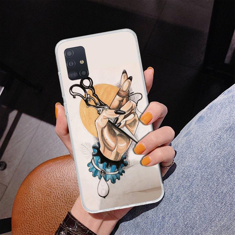 Hair Stylist Scissors Brush Phone Case For Samsung Galaxy A52 A32 A22 A12 A51 A31 A50S A30S A20S A10S Note 20 Ultra 10 Plus S10