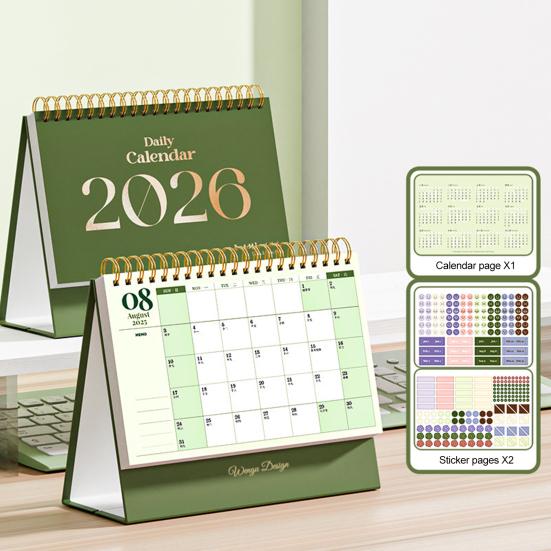 Mini stolní kalendář 2026 leden 2026 - prosinec 2026 12měsíční plánovač Dvojitá drátěná vazba Stojící překlápěcí Malý stolní kalendář pro domácí kancelář