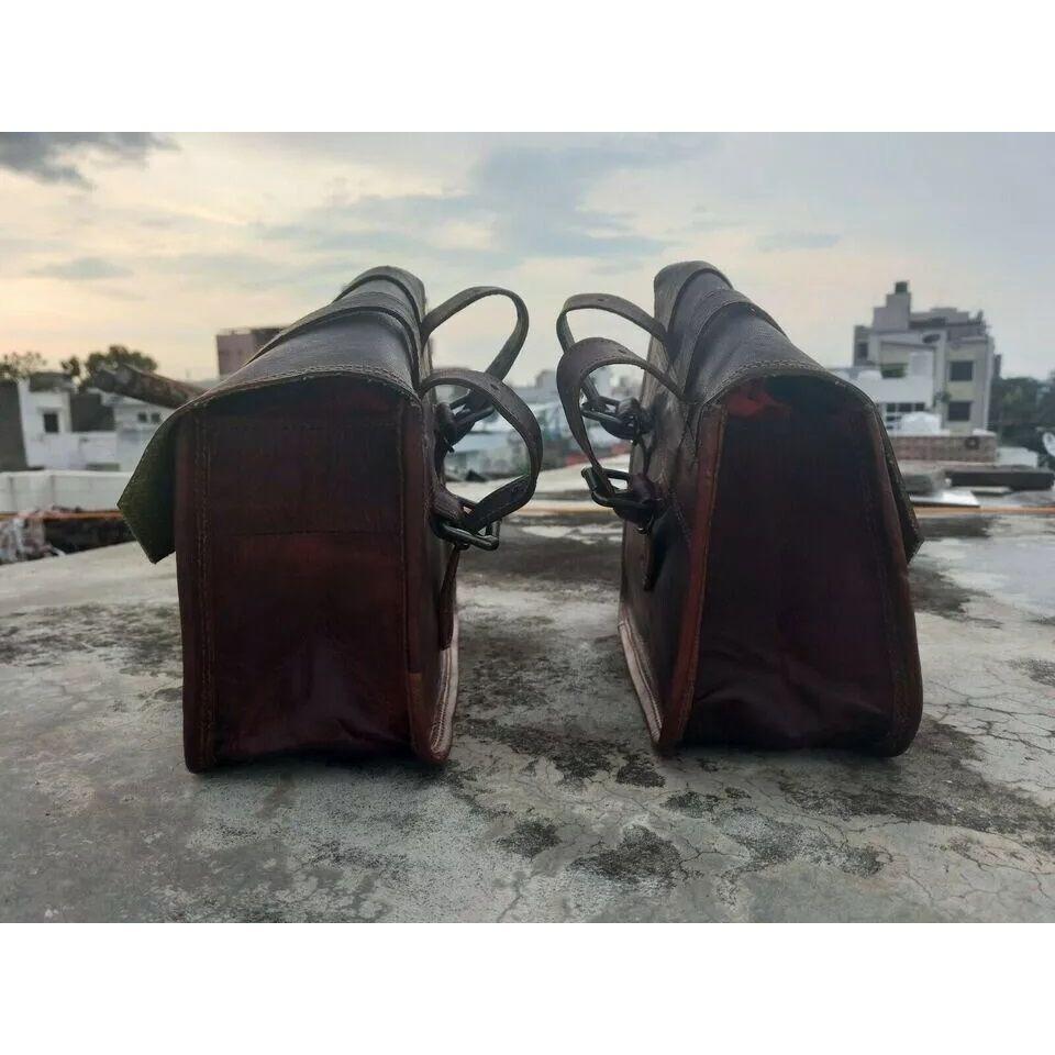 Ziegenleder Motorrad Satteltasche Braun Gepäcktasche