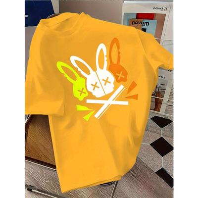 European Sizes Fashionable Short-Sleeve T-Shirt with a Rabbit Pattern Print, Made of for  Children