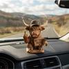 No Moos Given Highland Cow Desk Statue, Funny Middle Finger Cow Figurine with Coffee Cup & Sassy Sign, Cute Farmhouse Desktop Decor, Gag Gift