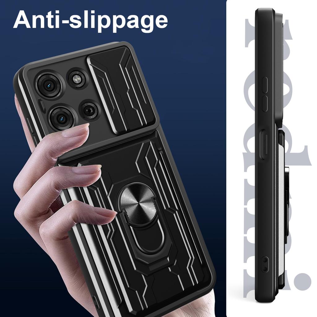 For Motorola Moto G75 5G Case PC+TPU Kickstand Phone Back Cover with Camera Slider