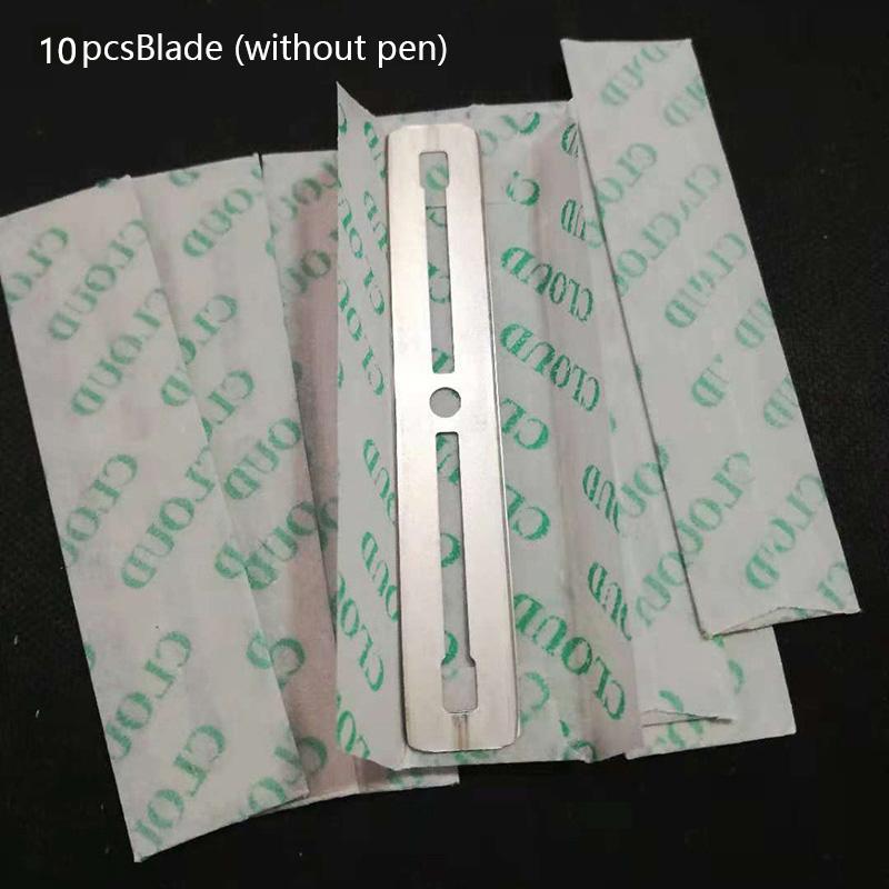 Haarstijl Gegraveerde Pen+10 Stuks Mesjes Professionele Haar Trimmers Haar Styling Wenkbrauwen Scheren Salon DIY Haarstijl Accessoire gray