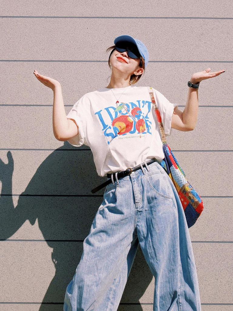 Cartoon Anime Oversized Cotton T Shirt With Print For Casual Wear