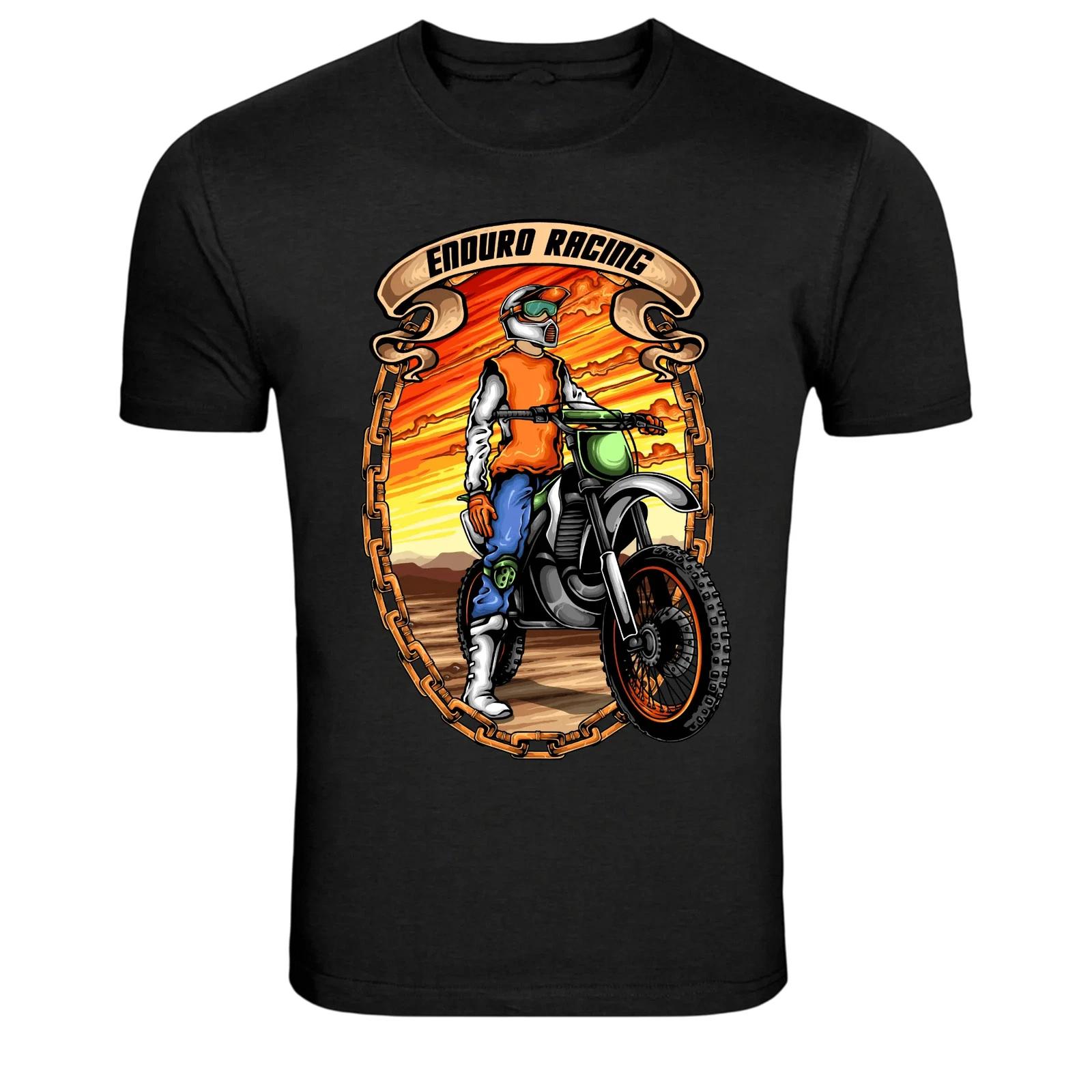 Enduro Racing Dirt Bike Rider Graphic T-Shirt S