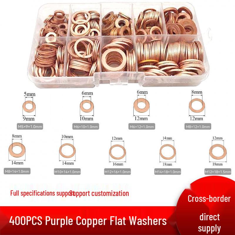 Copper Washer Marine Sealing Gasket Set, 50-400 Pcs, M5 Size