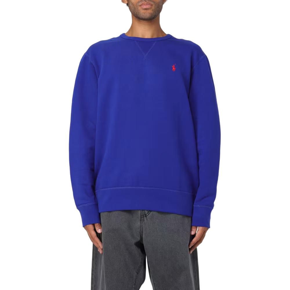Polo Ralph Lauren Logo Embroidered Crew Neck Pullover Drop Shoulder Long Sleeve Sweater Men Sweater Blue 710766772-014