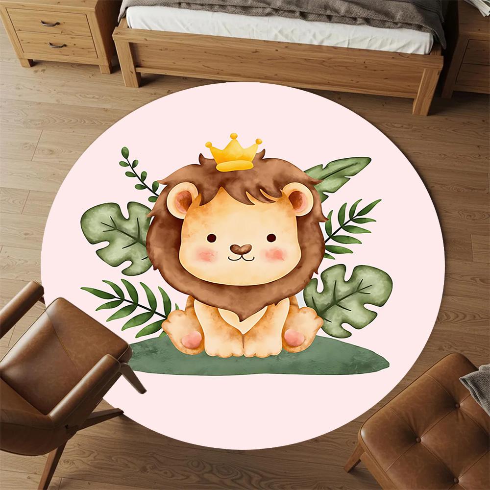 1pc lion prince Round Chair mat Area Rug - Non-Slip, Floor Mat for Office, Bedroom, and Indoor Decor c1125013