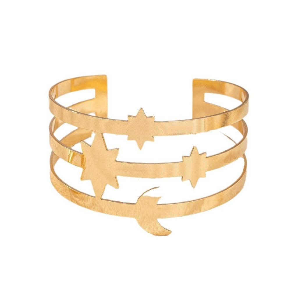 Glamorous Metal Tassel Arm Chain Multi Style Fashion Flower Bracelet Retro Adjustable Wide Open Bangle Hand Jewelry