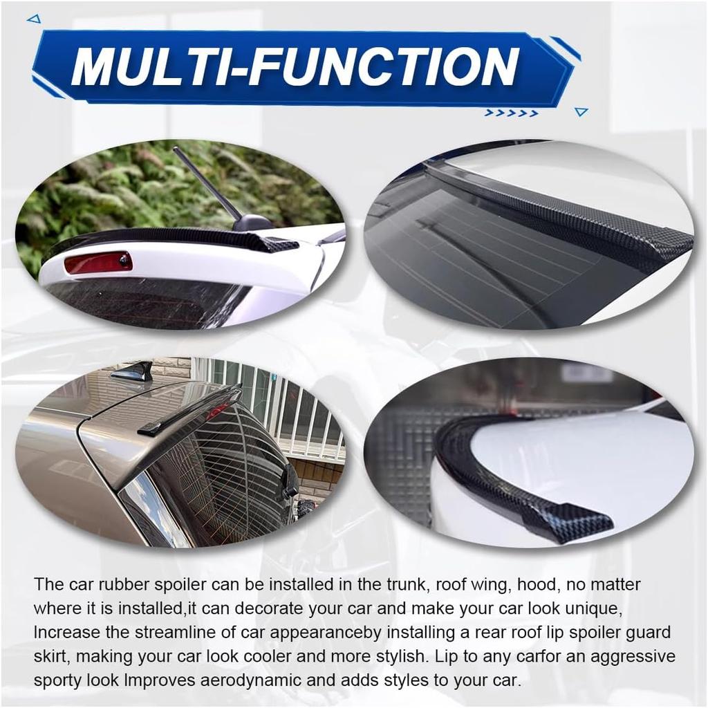 Spoilers For Cars, 3D Rubber Car Rear Spoiler Roof Lip Kit, Trunk Spoiler Trim Strip, Punch-Free Roof Spoiler Wing Sticker For Car Decorations,