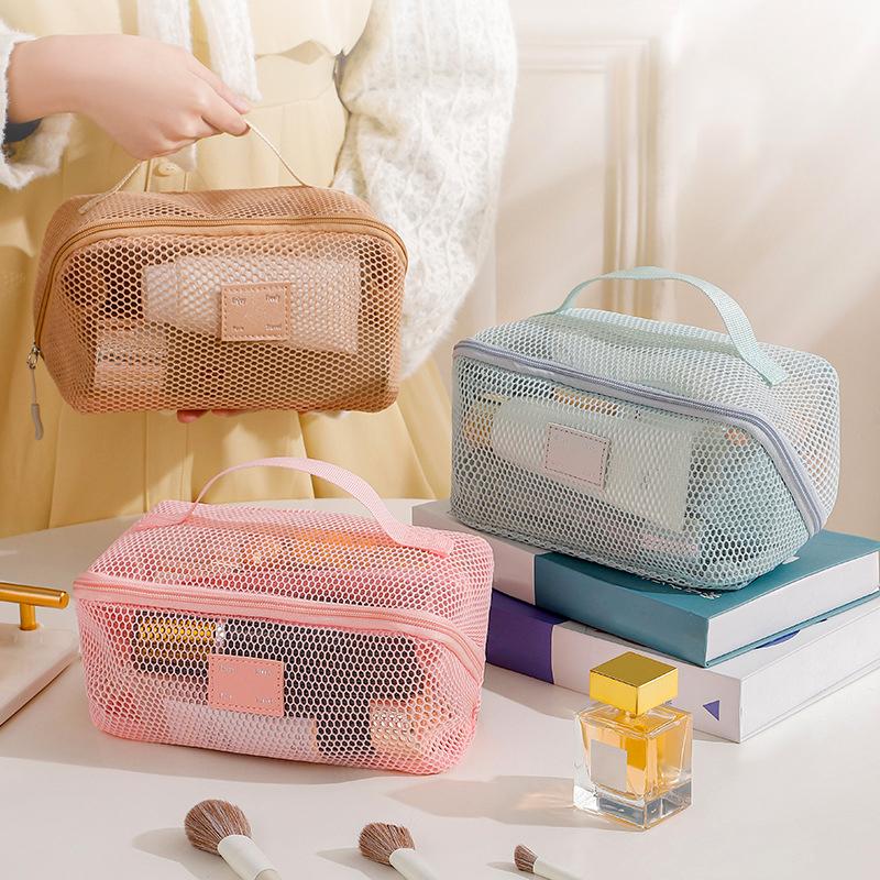 1PC Multi-Compartment Mesh Makeup Pouch Designer Cosmetic Storage with Dividers 23x11x11cm