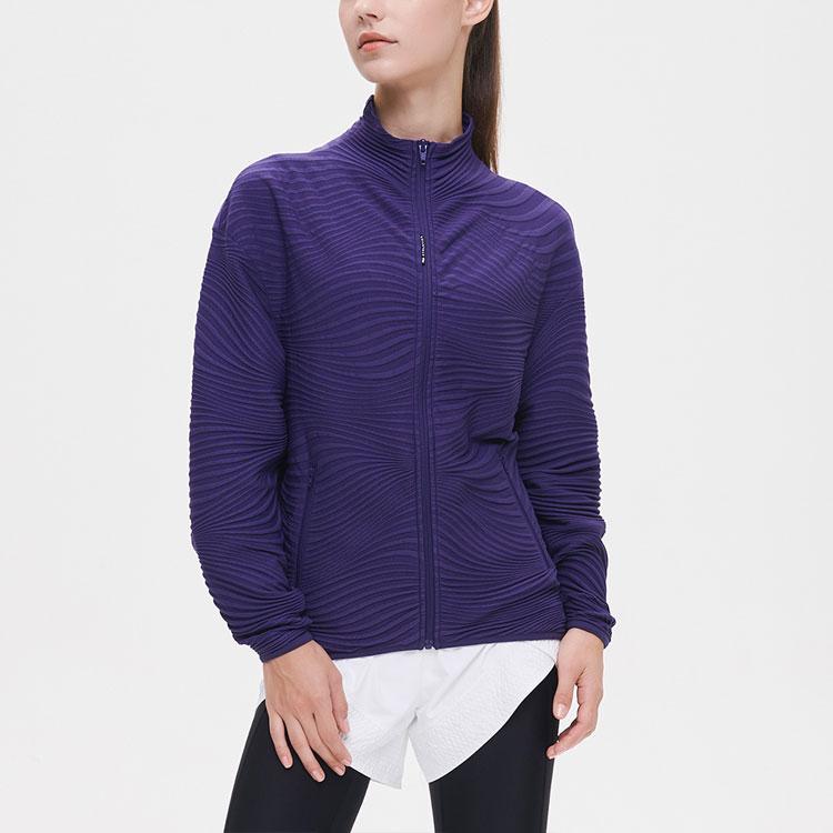 FILA Solid Color Knitted Sports Stand Collar Jacket Women jackets Deep-Navy A11W131507F-NV