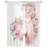 Beautiful Watercolor Girl Sheer Window Curtains For Living Room Bedroom Modern Voile Tulle Curtains Fabric Drapes For Kitchen