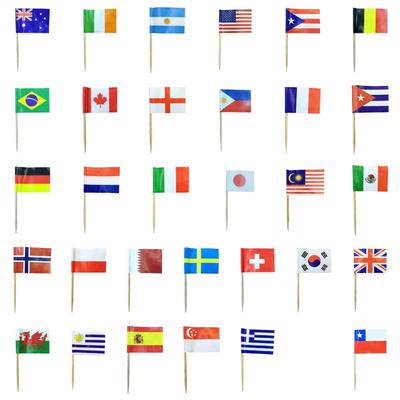 100Pcs Multicolor International Flag Toothpicks Cupcake Picks Cake Top Ornament For Desserts Display Festival Decoration