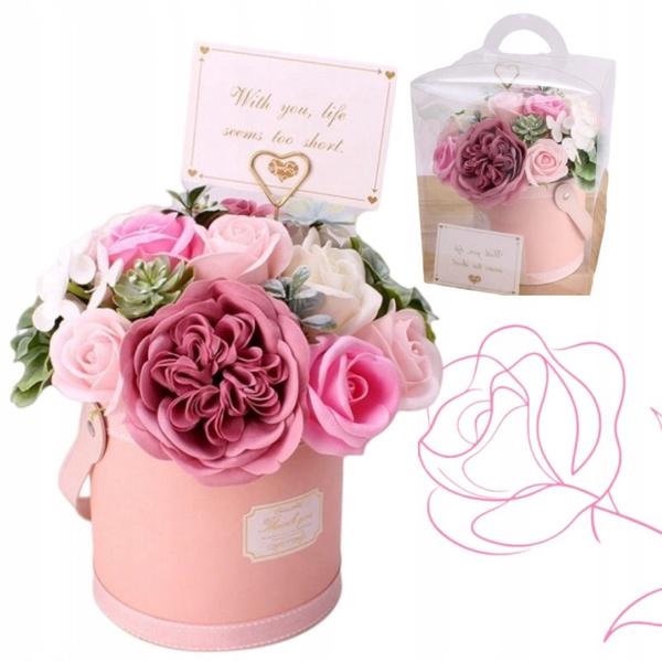 Ecarla Flower Box Bouquet of Scented Soap Flowers Shades of Pink Buk10R