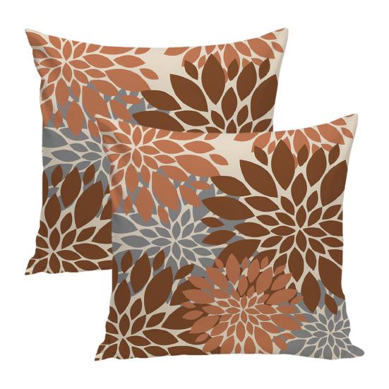2 Pcs Throw Pillowcase Dahlia Printing Square Cushion Sham Diner Restaurant Hotel Bedroom Office Pillow Cover Machine Washable Zipper Pillowcases