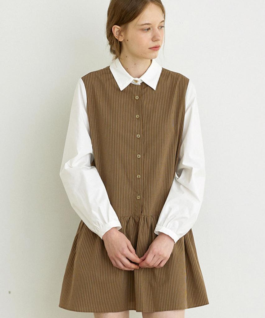 Aejeuipeu Baydon Shirred Dress (Brown)