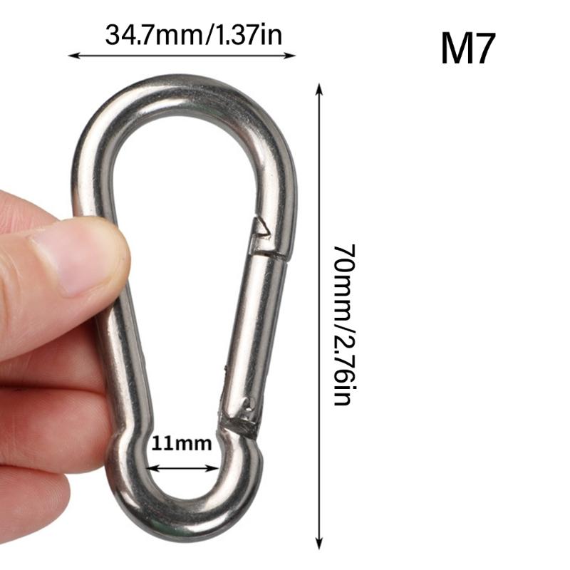 5Pcs Stainsless Steel Spring Snap Hook Carabiner Clip Water Bottle Hook Keychains for Outdoor Camping Fishing Hikings