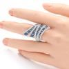 Elegant Inlay Blue Cubic Zirconia Rings Sparkling Chic Eternity Design Rings Women's Jewelry for Parties and Special Occasions