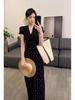 Elegant French-Style V-Neck Slim Fit Women's Summer Dress