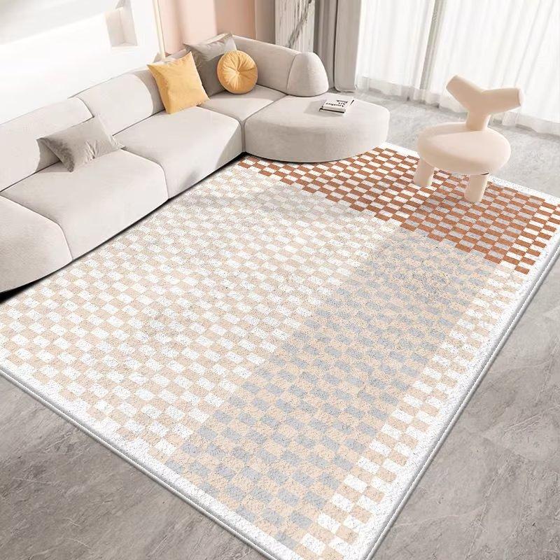 Checkerboard Crystal Velvet Carpet Simple Large Area Bedroom Living Room Floor Mat Nordic Home Balcony Cloakroom Carpet