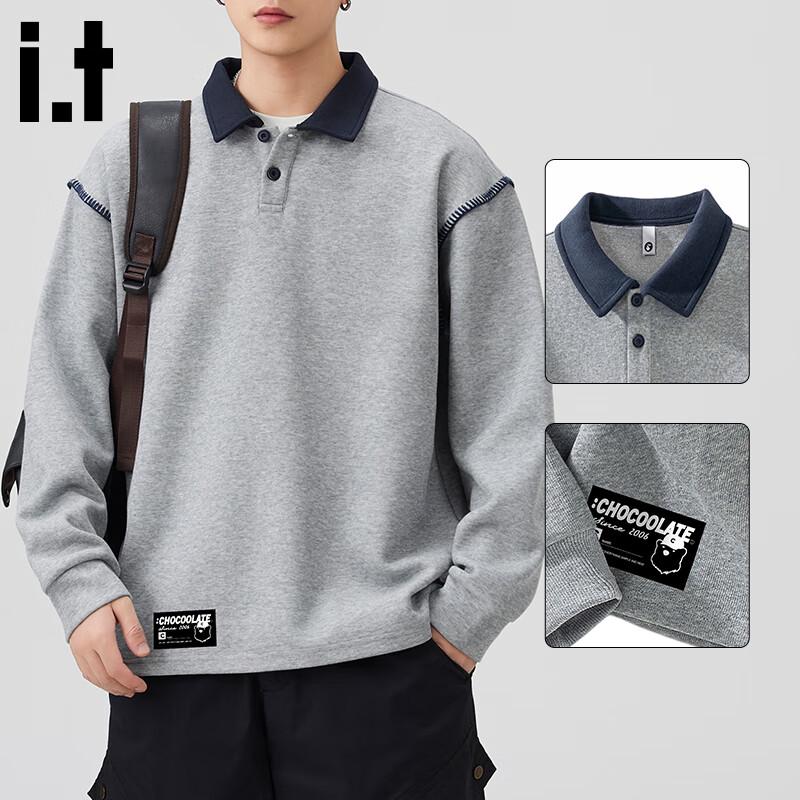 

:CHOCOOLATEit Men s American Retro Loose Fit Polo Sweatshirt M