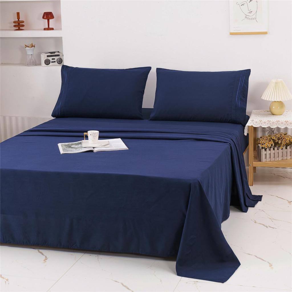 Weiou Embroidered Solid Color Four-Piece Bedding Set