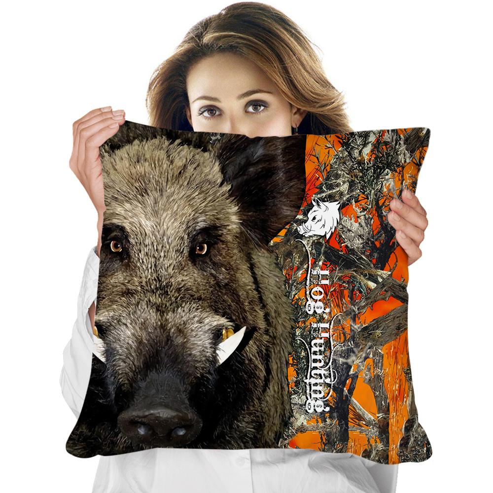 Animal Pillowcase Beautiful Wild Boar Hunting Reversible Printed Cushion Cover Home Fun Throw Pillow