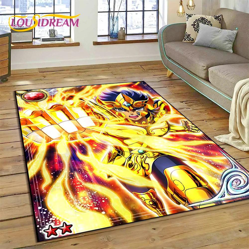 Cartoon Saint Seiya 3D Retro  Anime Rug Carpet for Living Room Bedroom Home Decor,Floor Mat Non-slip for Sofa Doormat Gift Kids