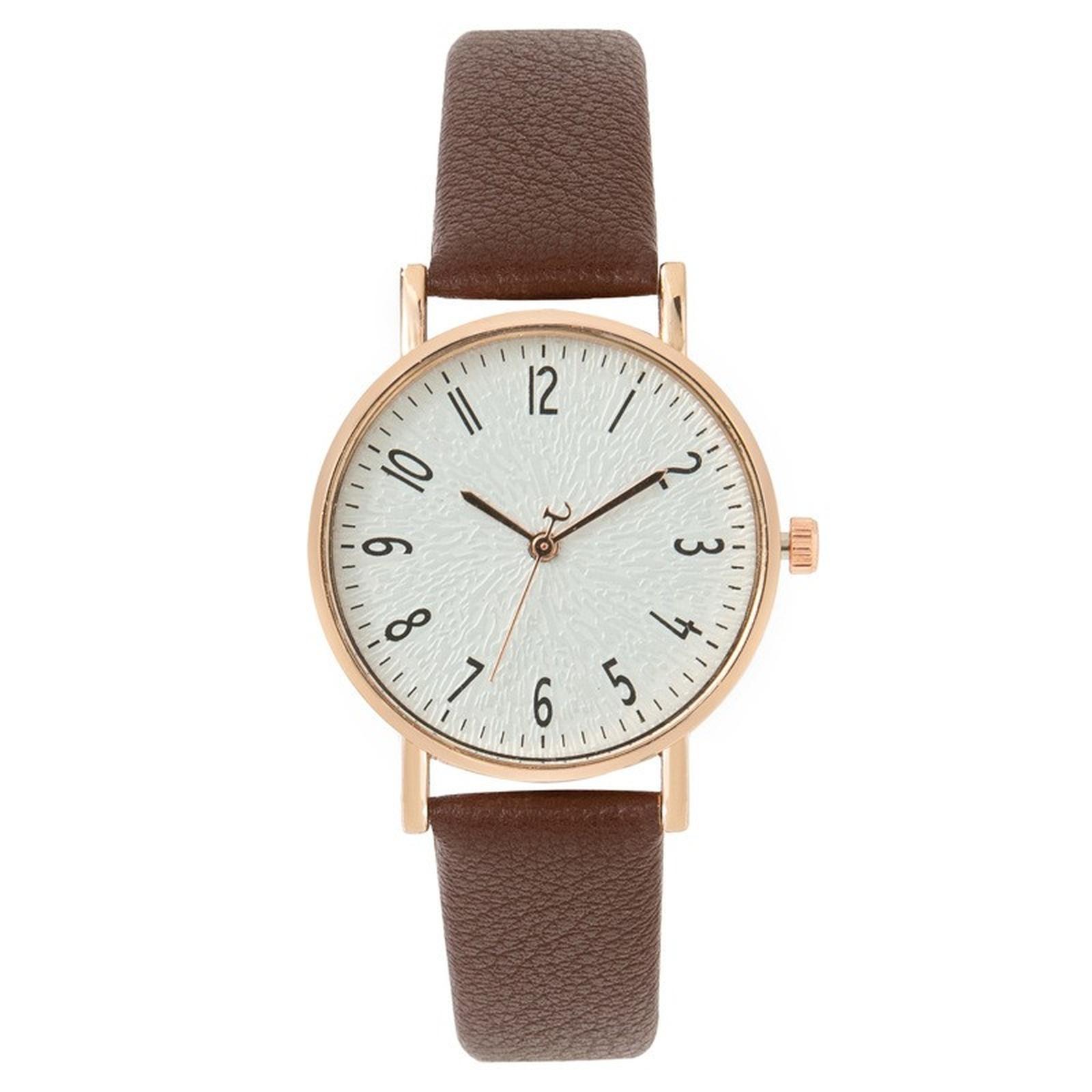 

Женские модные кожаные часы One Size кофейный