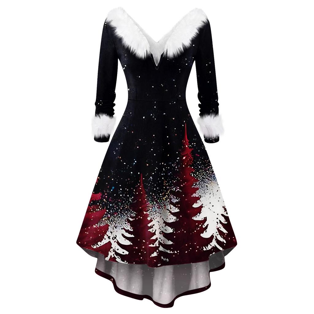 Vestido de Fiesta de Navidad para Mujer, Moderno, Casual, Ajustado, con Estampado Navideño y Manga Larga