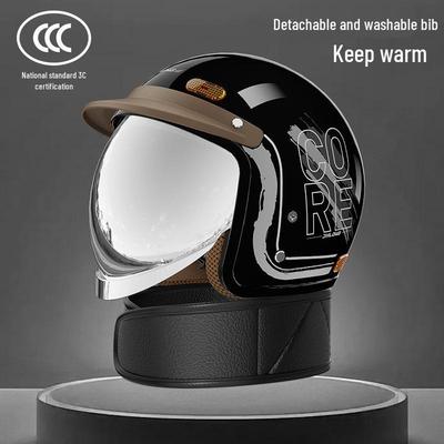 Junhao Electric Motorcycle Helmet with Warm Neck Gaiter for Men and Women - Certified Safety for Winter Riding.
