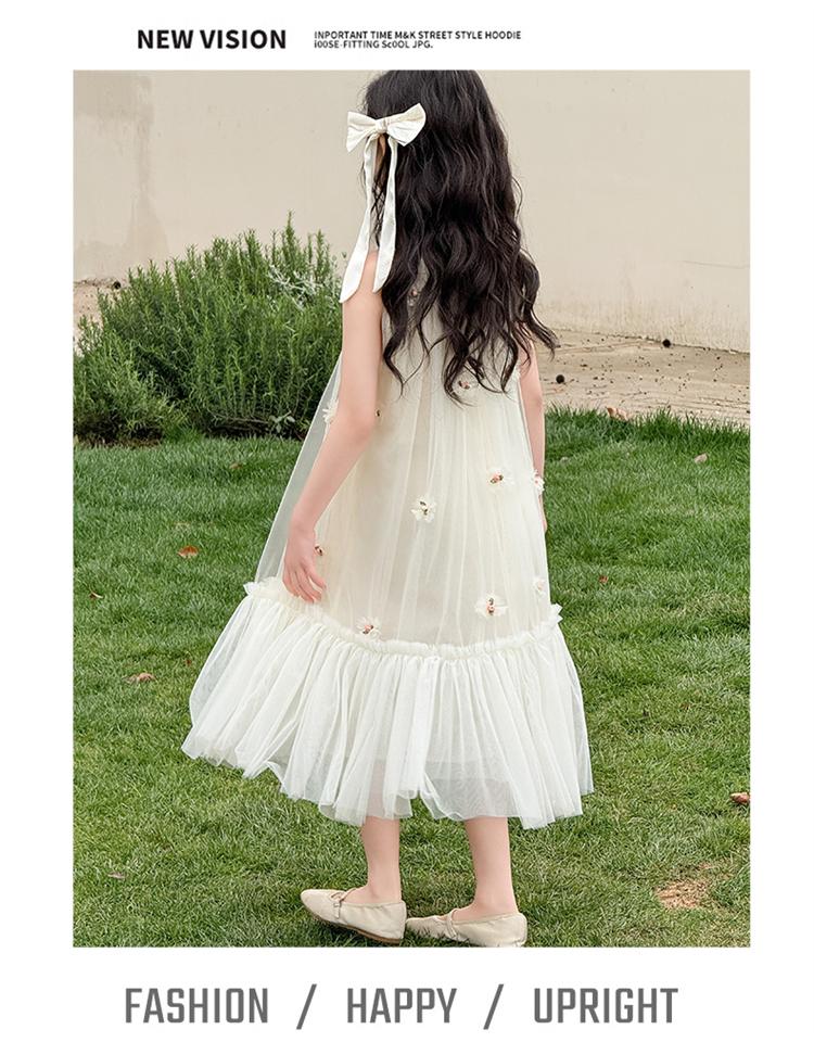 Girls' Summer Dress with a Western Style 2026 New Style, Mid University Children's Sweet Beauty, Fake Style, Girls' Hanging Neck Princess Dress